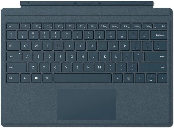 Microsoft Surface Pro laptop keyboard cover in blue